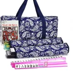 Mose Cafolo American Mahjong Set, Blue Paisley Carrying Bag,166 Premium White Tiles,4 All-in-One Color Rack/Pushers Complete Mahjong Tiles Set (Ma Jong, Mah-Jongg, Majiang)