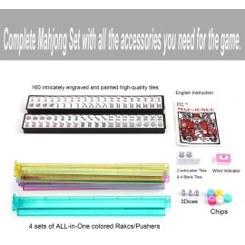 Mose Cafolo American Mahjong Set, Blue Paisley Carrying Bag,166 Premium White Tiles,4 All-in-One Color Rack/Pushers Complete Mahjong Tiles Set (Ma Jong, Mah-Jongg, Majiang) Mose Cafolo American Mahjong Set, Blue Paisley Carrying Bag,166 Premium White Tiles,4 All-in-One Color Rack/Pushers Complete Mahjong Tiles Set (Ma Jong, Mah-Jongg, Majiang)