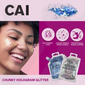 Hair Glitter Gel; Body & Face Glitter for Women/Kids (Large 3 Oz Silver) Moon & Stars; Iridescent Holograph Cosmetic Grade- Apply Without Glue, Easy to Take Off Keeps Skin Clean Hair Glitter Gel; Body & Face Glitter for Women/Kids (Large 3 Oz Silver) Moon & Stars; Iridescent Holograph Cosmetic Grade- Apply Without Glue, Easy to Take Off Keeps Skin Clean