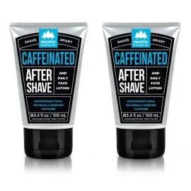 Pacific Shaving Company Caffeinated Aftershave, Men\'s Grooming Product - Antioxidant Daily Face Lotion + After Shave - Soothing Aloe & Spearmint Post Shave Balm for Sensitive Skin (3.4 Fl Oz, 2 Pack)