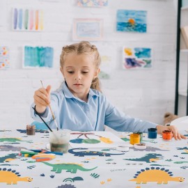 Splat Floor Mat for Under High Chair/Arts/Crafts by CLCROBD, 51 Waterproof Anti-Slip Food Splash Spill Mess Mat, Washable Portable Picnic Mat and Table Cloth