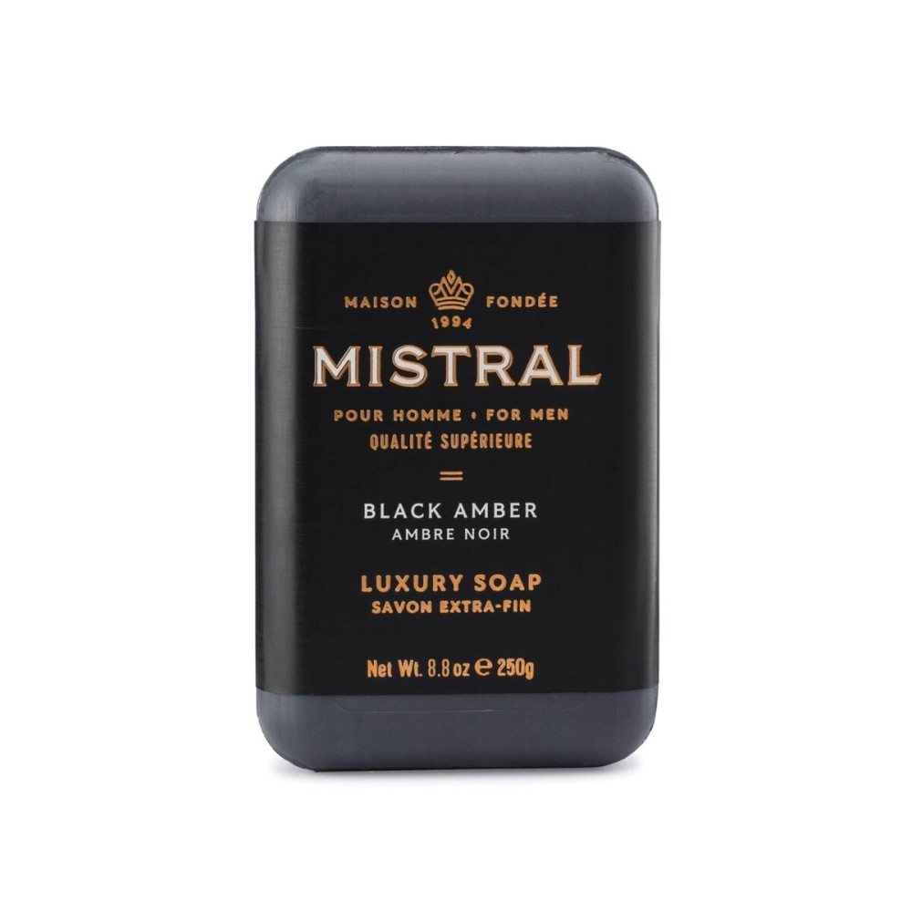 Mistral Black Amber Luxury Bar Soap for Men | Mens Natural Soap Bar | Paraben, Phthalats Free | Moisturizing & Triple-Milled Natural Soap for Men - Made in France | Large, 8.8 oz Mistral Black Amber Luxury Bar Soap for Men | Mens Natural Soap Bar | Paraben, Phthalats Free | Moisturizing & Triple-Milled Natural Soap for Men - Made in France | Large, 8.8 oz