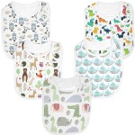 KiddyStar Double Layer Bandana Bibs - Multi Snaps Adjustable Organic Cotton Teething Bib - Absorbent Drooling Protection