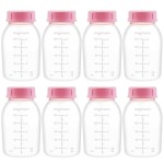 Maymom Breast Pump Bottle Compatible with Medela Pump in Style MaxFlow, Freestyle, Swing Maxi Pump, Maymom Breastshields; Compatible with Ameda MYA Joy, Finesse and Purely Yours Pumps; 8pc/pk