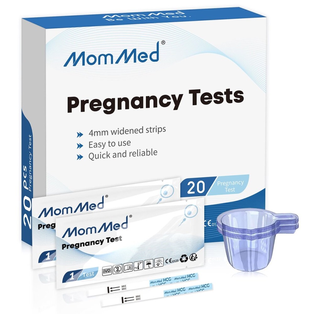 MomMed Pregnancy Test, 20 HCG Pregnancy Test Strips for Early Detection, Over 99% Accurate, 20 Free Urine Cups, Bulk Pregnancy Tests for Home Use, Pruebas de Embarazo MomMed Pregnancy Test, 20 HCG Pregnancy Test Strips for Early Detection, Over 99% Accurate, 20 Free Urine Cups, Bulk Pregnancy Tests for Home Use, Pruebas de Embarazo