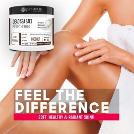 pureSCRUBS Premium Coconut Body Scrub Set - Large 16oz Dead Sea Salt Body Scrub With Infused Essential Oils & Nutrients, Includes Wooden Spoon, Loofah & Oatmeal Exfoliating Bar Soap pureSCRUBS Premium Coconut Body Scrub Set - Large 16oz Dead Sea Salt Body Scrub With Infused Essential Oils & Nutrients, Includes Wooden Spoon, Loofah & Oatmeal Exfoliating Bar Soap