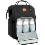 KeaBabies Baby Diaper Bag Backpack - Large Baby Bag for Boys, Girls, Waterproof Multi Function Travel Diaper Backpack with Changing Pad, Durable Travel Essentials for Moms and Dads (Trendy Black)