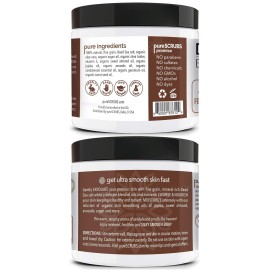 pureSCRUBS Premium Sandalwood Body Scrub Set - Large 16oz Dead Sea Salt Body Scrub With Infused Essential Oils & Nutrients, Includes Wooden Spoon, Loofah & Oatmeal Exfoliating Bar Soap