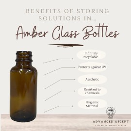 ADVANCED ASCENT Amber Glass 1 oz Nasal Sprayer! EMPTY, Refillable, Travel Sized, Quality Glass for Saline Applications! (2 Pack)