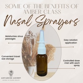 ADVANCED ASCENT Amber Glass 1 oz Nasal Sprayer! EMPTY, Refillable, Travel Sized, Quality Glass for Saline Applications! (2 Pack)