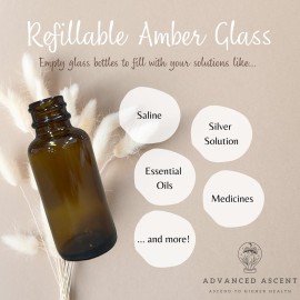 ADVANCED ASCENT Amber Glass 1 oz Nasal Sprayer! EMPTY, Refillable, Travel Sized, Quality Glass for Saline Applications! (2 Pack)