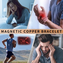 MagEnergy Copper Bracelet for Men and Women, 99.9% Pure Copper Magnetic Bangle with 8pcs 3500 Gauss Magnets,6.8 Adjustable Copper Cuff