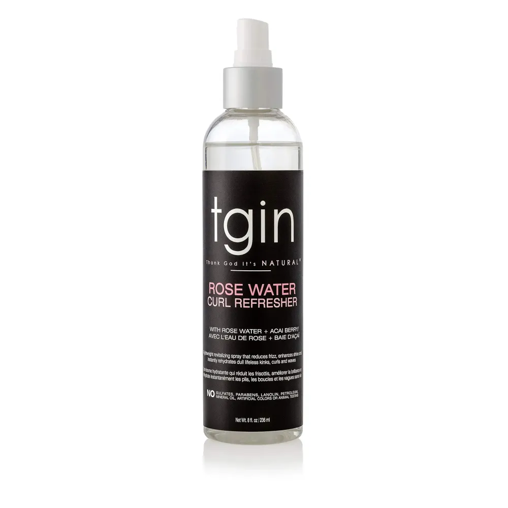 tgin Rose Water Curl Refresher for Curly, Coily, and Wavy Hair, with Acai Berries, Moisturizes and Soothes Dry Hair and Scalp, Braids, Protective Styles, and Locs, 8 fl oz tgin Rose Water Curl Refresher for Curly, Coily, and Wavy Hair, with Acai Berries, Moisturizes and Soothes Dry Hair and Scalp, Braids, Protective Styles, and Locs, 8 fl oz