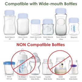 Maymom Travel Bottle Caps Compatible with Avent Bottle; Cap Replace Avent Natural Bottle Screw Ring n Sealing Disc; Fit Avent Anti-Colic Polypropylene, Glass Bottle, Avent PP, Bottle Lids Replacement
