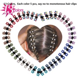 ANBALA Mini Claw Clips, 65pcs No-Slip Grip Jaw Clips Glitter Teeth Clips Rhinestone Metal Clamps Mix Colored Flower Hair Accessories for Women Girls ANBALA Mini Claw Clips, 65pcs No-Slip Grip Jaw Clips Glitter Teeth Clips Rhinestone Metal Clamps Mix Colored Flower Hair Accessories for Women Girls