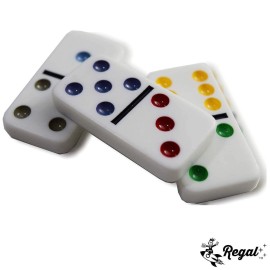 Regal Games Double 6 Dominoes Set for Adults & Kids - Classic Domino Game with 28 Tiles Colored Dots - 2 or 4 Player Games & Ideal for Family Fun Game Night and Travel (Ages 8+) Regal Games Double 6 Dominoes Set for Adults & Kids - Classic Domino Game with 28 Tiles Colored Dots - 2 or 4 Player Games & Ideal for Family Fun Game Night and Travel (Ages 8+)