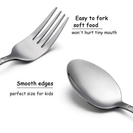 HaWare 9-Piece Toddler Kids Silverware Flatware Set, Stainless Steel Hammered(Adult Look) Preschooler Eating Utensils, Adult Diet Tableware, Includes 3 Spoons 3 Forks 3 Butter Knives, Dishwasher Safe