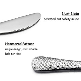 HaWare 9-Piece Toddler Kids Silverware Flatware Set, Stainless Steel Hammered(Adult Look) Preschooler Eating Utensils, Adult Diet Tableware, Includes 3 Spoons 3 Forks 3 Butter Knives, Dishwasher Safe