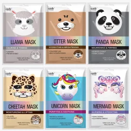 Epielle Animal Character Sheet Masks | Korean Spa Masks for All Skin Types | Face Mask, Spa Gifts, Birthday Party Gifts, Girls\' Night, Skincare Party | Assorted 6 Pack | Korean Skincare, Easter Gift