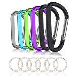 6PCS Carabiner Caribeaner Clip,3 Large Aluminum D Ring Shape Carabeaner Keychain Hook