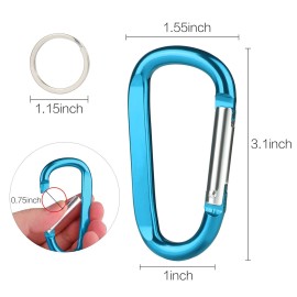 6PCS Carabiner Caribeaner Clip,3 Large Aluminum D Ring Shape Carabeaner Keychain Hook 6PCS Carabiner Caribeaner Clip,3 Large Aluminum D Ring Shape Carabeaner Keychain Hook