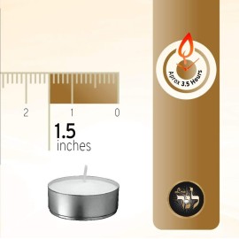 L\'ner Tea Light Candles - Set of 100 Unscented Tea Lights - Burns Aprx. 3.5 Hour - Party & Ambience Candles - Restaurant Decorations L\'ner Tea Light Candles - Set of 100 Unscented Tea Lights - Burns Aprx. 3.5 Hour - Party & Ambience Candles - Restaurant Decorations