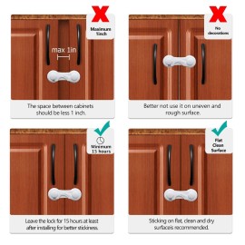 Cabinet Locks - Adoric Life Child Safety Locks 4 Pack - Baby Safety Cabinet Locks - Baby Proofing Cabinet Kitchen System with Strong Adhesive Tape