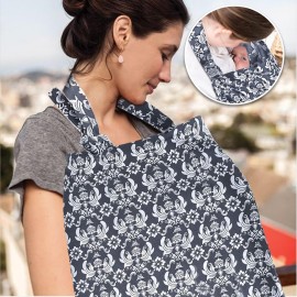 UHINOOS Nursing Cover for Mom Breastfeeding, Baby Privacy Nursing Covers Up Breathable Cotton with Ajustable Hoop for Mother (Grey)