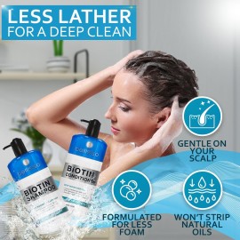 Biotin Shampoo and Conditioner Set - Sulfate and Paraben Free Treatment for Men and Women - Hair Thickening Volumizing Products to Help Boost Thinning Hair with Added Keratin Biotin Shampoo and Conditioner Set - Sulfate and Paraben Free Treatment for Men and Women - Hair Thickening Volumizing Products to Help Boost Thinning Hair with Added Keratin