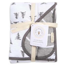 Burt\'s Bees Baby Infant Reversible Blankets 100% Organic Cotton GOTS Certified - Pine Forest Prints with Quilting Pattern Soft Nursery Blanket with 100% Polyester Fill for Size 30 x 40 Inch Burt\'s Bees Baby Infant Reversible Blankets 100% Organic Cotton GOTS Certified - Pine Forest Prints with Quilting Pattern Soft Nursery Blanket with 100% Polyester Fill for Size 30 x 40 Inch