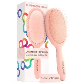Framar Detangling Brush for Curly Hair - Hair Brushes for Women, Wet Detangler Hair Brush, Wet Hairbrush For Women, Hairbrushes, Hair Brush Detangler - Reduces Hair Breakage Champagne