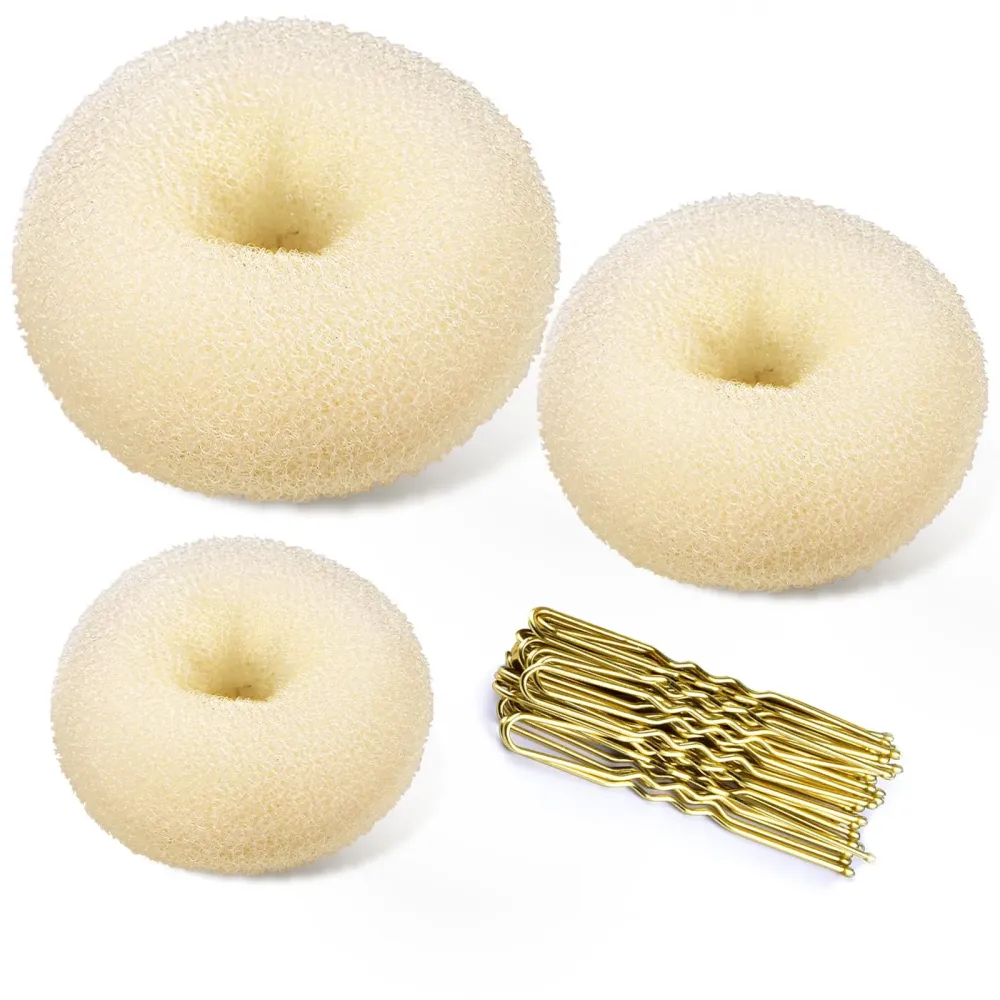 TsMADDTs Donut Bun Maker, 3PCS Hair Bun Maker with 20PCS Bobby Pins Blonde for Ballet Styling