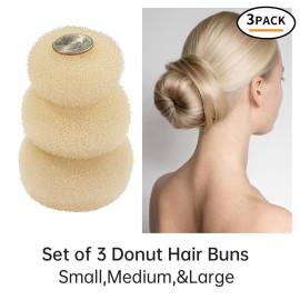 TsMADDTs Donut Bun Maker, 3PCS Hair Bun Maker with 20PCS Bobby Pins Blonde for Ballet Styling