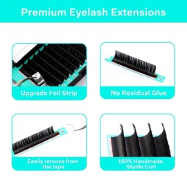 Eyelash Extensions 0.05 C CC D DD J B L Curl 8-14mm Lash Extensions Supplies Individual Lashes Premium Silk Volume & Classic Lash Soft Matte Dark Professional Eyelashes Extension (0.05-D-8-14 Mixed)