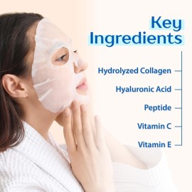 Ebanel 15 Pack Collagen Peptide Hydrating Face Masks, Instant Brightening Firming Anti Aging Face Sheet Masks, Moisturizing Spa Facial Mask Skincare with Hyaluronic Acid, Vitamin C, Chamomile, Aloe Ebanel 15 Pack Collagen Peptide Hydrating Face Masks, Instant Brightening Firming Anti Aging Face Sheet Masks, Moisturizing Spa Facial Mask Skincare with Hyaluronic Acid, Vitamin C, Chamomile, Aloe