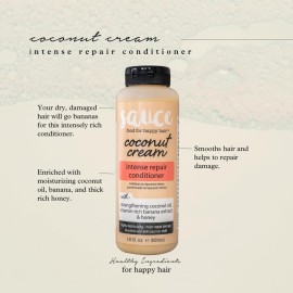 SAUCE BEAUTY Conditioner, Intense Repair Coconut Cream Conditioner (10 Fl Oz) for Dry, Damaged, Frizzy & Curly Hair, Revitalizing Coconut Oil, Banana & Honey, Paraben & Sulfate-Free SAUCE BEAUTY Conditioner, Intense Repair Coconut Cream Conditioner (10 Fl Oz) for Dry, Damaged, Frizzy & Curly Hair, Revitalizing Coconut Oil, Banana & Honey, Paraben & Sulfate-Free