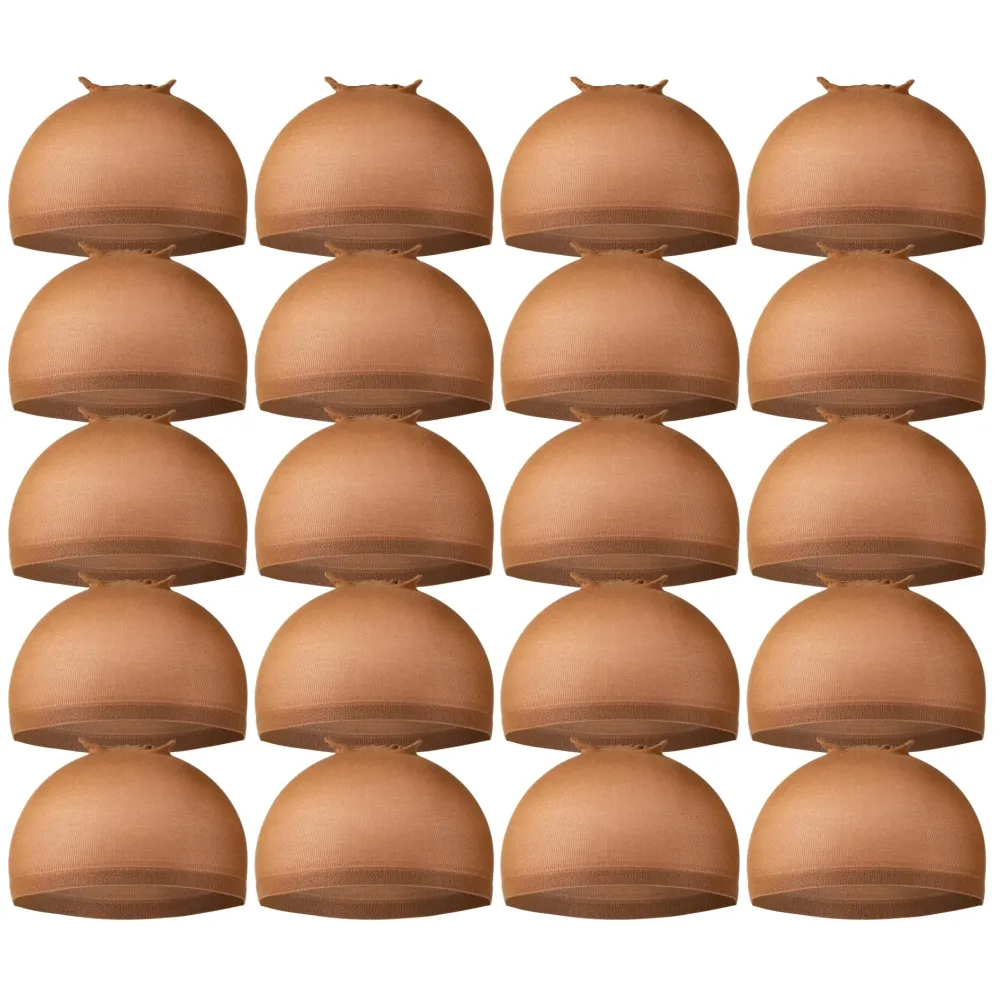 Teenitor Wig Caps, 20 Pack Stretchy Nylon Skin Tone Wig Application Caps for Women and Men - Brown Teenitor Wig Caps, 20 Pack Stretchy Nylon Skin Tone Wig Application Caps for Women and Men - Brown