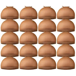 Teenitor Wig Caps, 20 Pack Stretchy Nylon Skin Tone Wig Application Caps for Women and Men - Brown