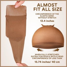 Teenitor Wig Caps, 20 Pack Stretchy Nylon Skin Tone Wig Application Caps for Women and Men - Brown Teenitor Wig Caps, 20 Pack Stretchy Nylon Skin Tone Wig Application Caps for Women and Men - Brown