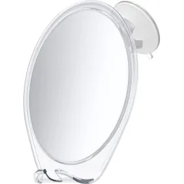 HONEYBULL Shower Mirror Fogless for Shaving - with Suction, Razor Holder for Shower & Swivel, Small Mirror, Shower Accessories, Bathroom Mirror, Bathroom Accessories, Holds Razors (White)