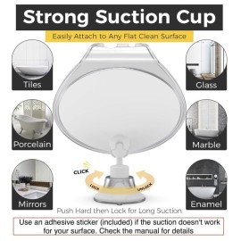 HONEYBULL Shower Mirror Fogless for Shaving - with Suction, Razor Holder for Shower & Swivel, Small Mirror, Shower Accessories, Bathroom Mirror, Bathroom Accessories, Holds Razors (White) HONEYBULL Shower Mirror Fogless for Shaving - with Suction, Razor Holder for Shower & Swivel, Small Mirror, Shower Accessories, Bathroom Mirror, Bathroom Accessories, Holds Razors (White)