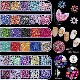 editTime 5 Boxes Shiny Colorful Nail Art Rhinestones Kit 3D Flatback Horse Eye Rhinestones Irregular Nail Stone and 4 Sheets Flower Nail Stickers with a Curved Tweezers and a Nail Brush (multicolor) editTime 5 Boxes Shiny Colorful Nail Art Rhinestones Kit 3D Flatback Horse Eye Rhinestones Irregular Nail Stone and 4 Sheets Flower Nail Stickers with a Curved Tweezers and a Nail Brush (multicolor)
