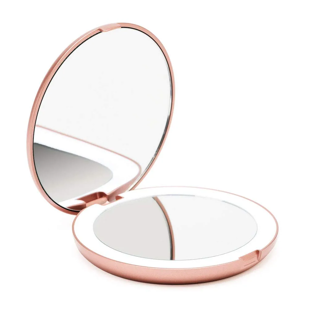 Fancii LED Lighted Travel Makeup Mirror, 1x/10x Magnification - Daylight LED, Compact, Portable, Large 5 Wide Illuminated Folding Mirror (Lumi) - Rose Gold Fancii LED Lighted Travel Makeup Mirror, 1x/10x Magnification - Daylight LED, Compact, Portable, Large 5 Wide Illuminated Folding Mirror (Lumi) - Rose Gold