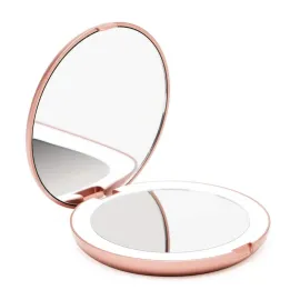 Fancii LED Lighted Travel Makeup Mirror, 1x/10x Magnification - Daylight LED, Compact, Portable, Large 5 Wide Illuminated Folding Mirror (Lumi) - Rose Gold