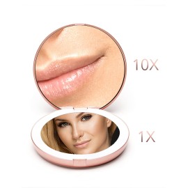 Fancii LED Lighted Travel Makeup Mirror, 1x/10x Magnification - Daylight LED, Compact, Portable, Large 5 Wide Illuminated Folding Mirror (Lumi) - Rose Gold Fancii LED Lighted Travel Makeup Mirror, 1x/10x Magnification - Daylight LED, Compact, Portable, Large 5 Wide Illuminated Folding Mirror (Lumi) - Rose Gold
