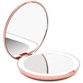 Fancii LED Lighted Travel Makeup Mirror, 1x/10x Magnification - Daylight LED, Compact, Portable, Large 5 Wide Illuminated Folding Mirror (Lumi) - Rose Gold Fancii LED Lighted Travel Makeup Mirror, 1x/10x Magnification - Daylight LED, Compact, Portable, Large 5 Wide Illuminated Folding Mirror (Lumi) - Rose Gold