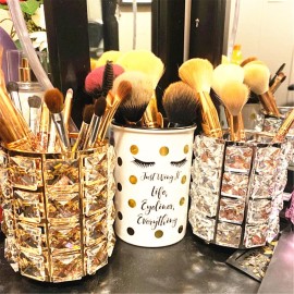 LUGUNU Makeup Brush Holder Organizer Crystal Vanity Decor Bling Personalized Comb Brushes Pen Storage Box Container (Crystal Pot) LUGUNU Makeup Brush Holder Organizer Crystal Vanity Decor Bling Personalized Comb Brushes Pen Storage Box Container (Crystal Pot)