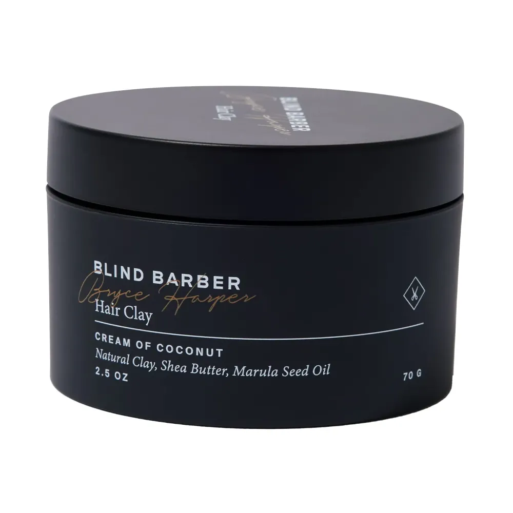 Blind Barber Bryce Harper Hair Clay for Men - Matte Water-Based Styling Product for Volume and Medium to Strong Hold (2.5 Oz)
