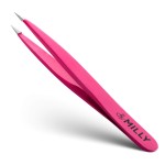 By MILLY Pointed Tweezers | High Carbon Stainless Steel Needle Nose Tweezers | Fine Point Tweezers Precision Hair Removal | Perfectly Aligned & Hand-Filed Sharp Tweezers | Pink
