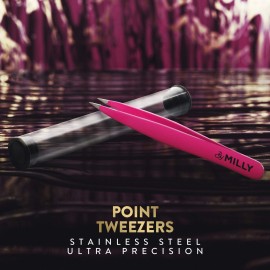 By MILLY Pointed Tweezers | High Carbon Stainless Steel Needle Nose Tweezers | Fine Point Tweezers Precision Hair Removal | Perfectly Aligned & Hand-Filed Sharp Tweezers | Pink By MILLY Pointed Tweezers | High Carbon Stainless Steel Needle Nose Tweezers | Fine Point Tweezers Precision Hair Removal | Perfectly Aligned & Hand-Filed Sharp Tweezers | Pink